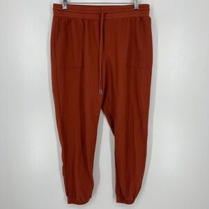 R. Sofia Womens Jogger Pants Rust Orange Elastic Drawstring Waist Size L